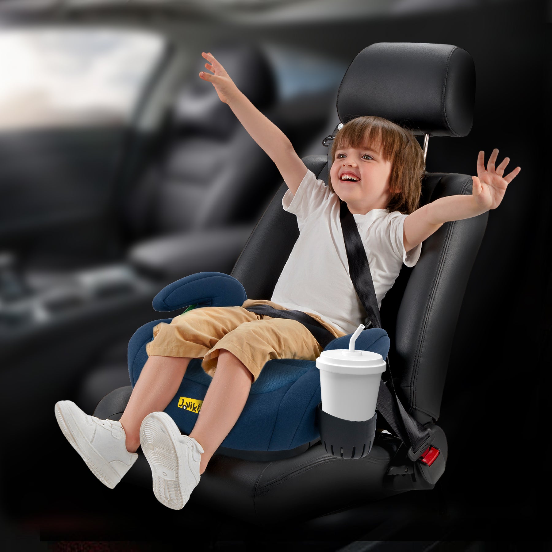 Jovikids OHHO+ Portable Booster with Cup Holder 125-150cm Blue