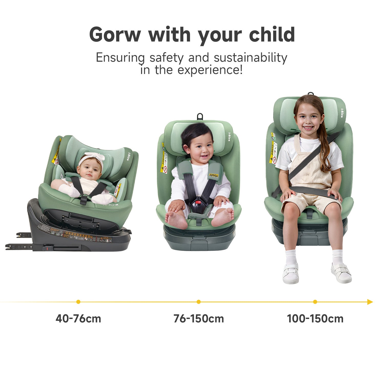Jovikids Ranger TT 360° Swivel i-Size Car Seat 40-150cm Green