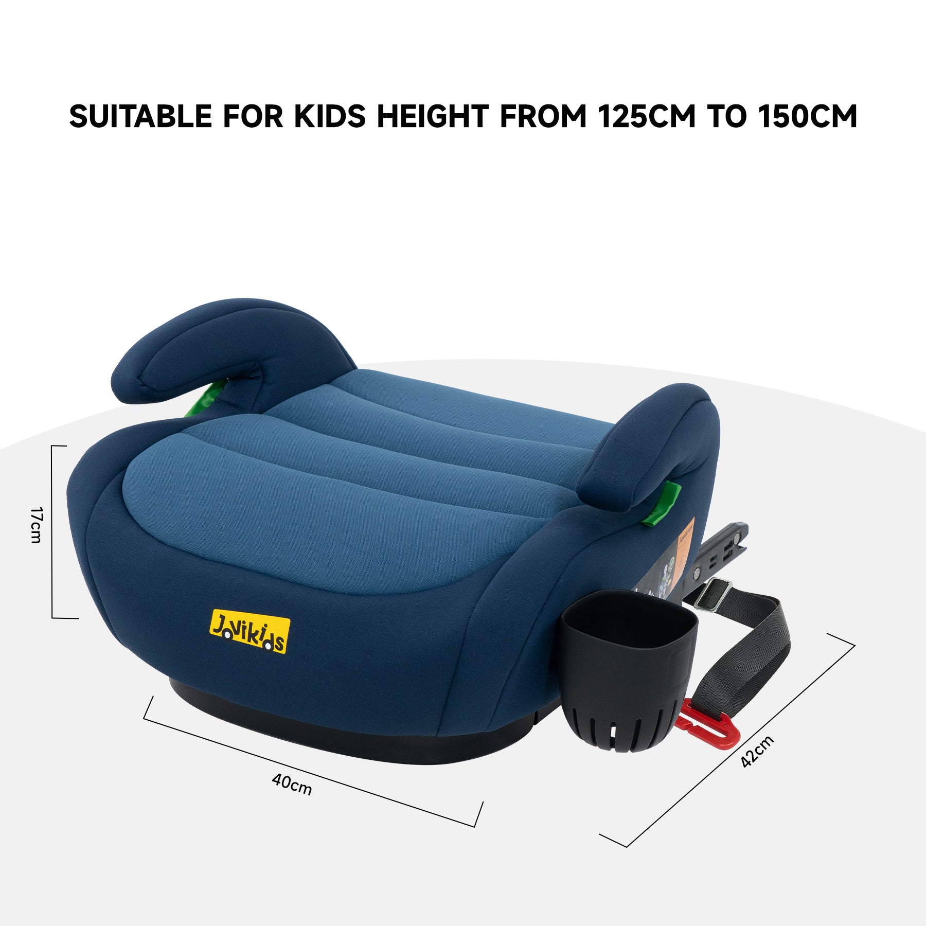 Jovikids OHHO+ Portable Booster with Cup Holder 125-150cm Blue