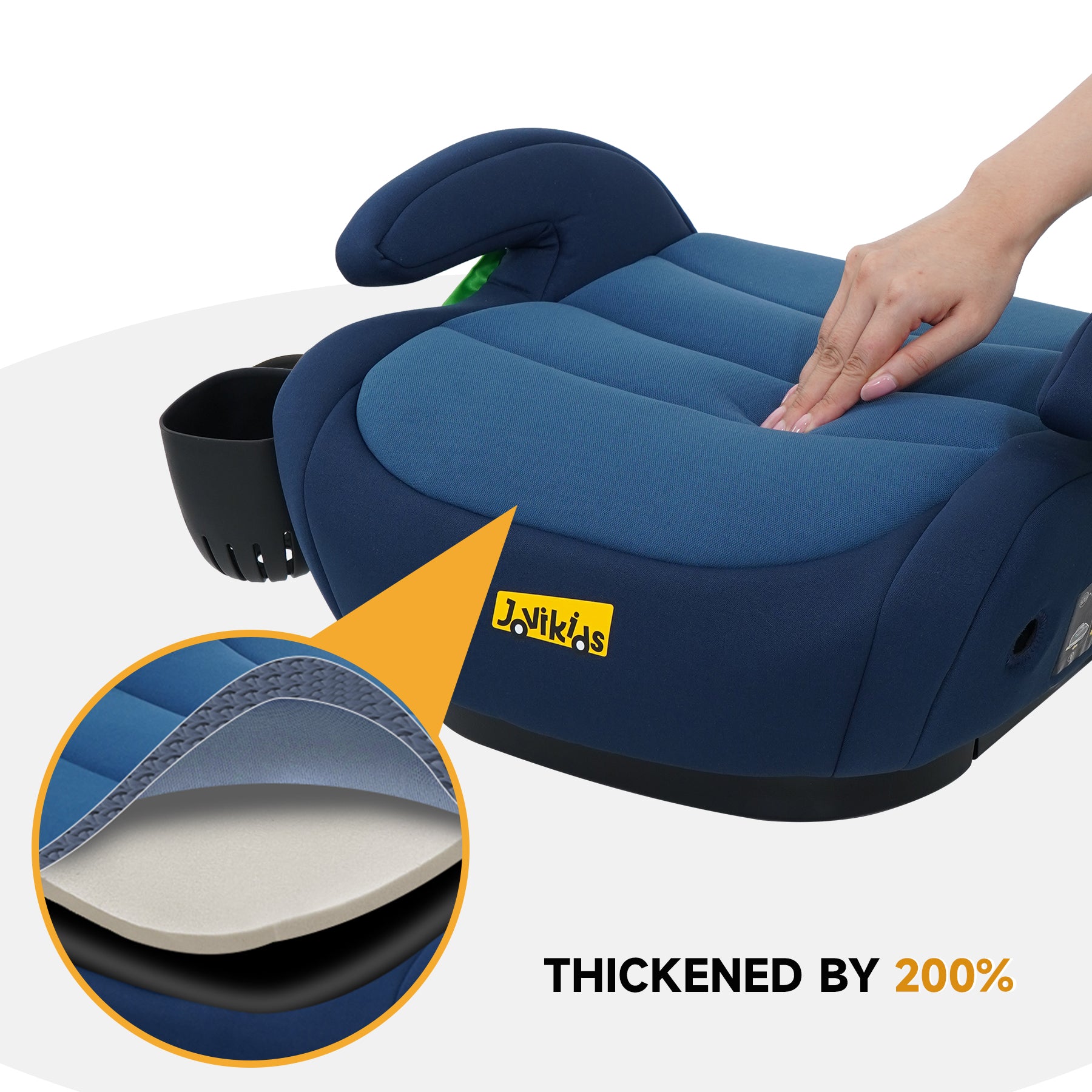 Jovikids OHHO+ Portable Booster with Cup Holder 125-150cm Blue