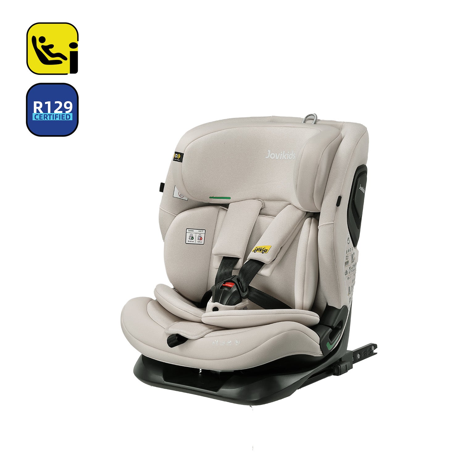Jovikids i-Size Car Seat 76-150cm, ECE R129 Approved Toddler Booster Seat with ISOFIX & Top Tether, 5-Point Harness, Adjustable Headrest & Recline, 15 Months-12 Years