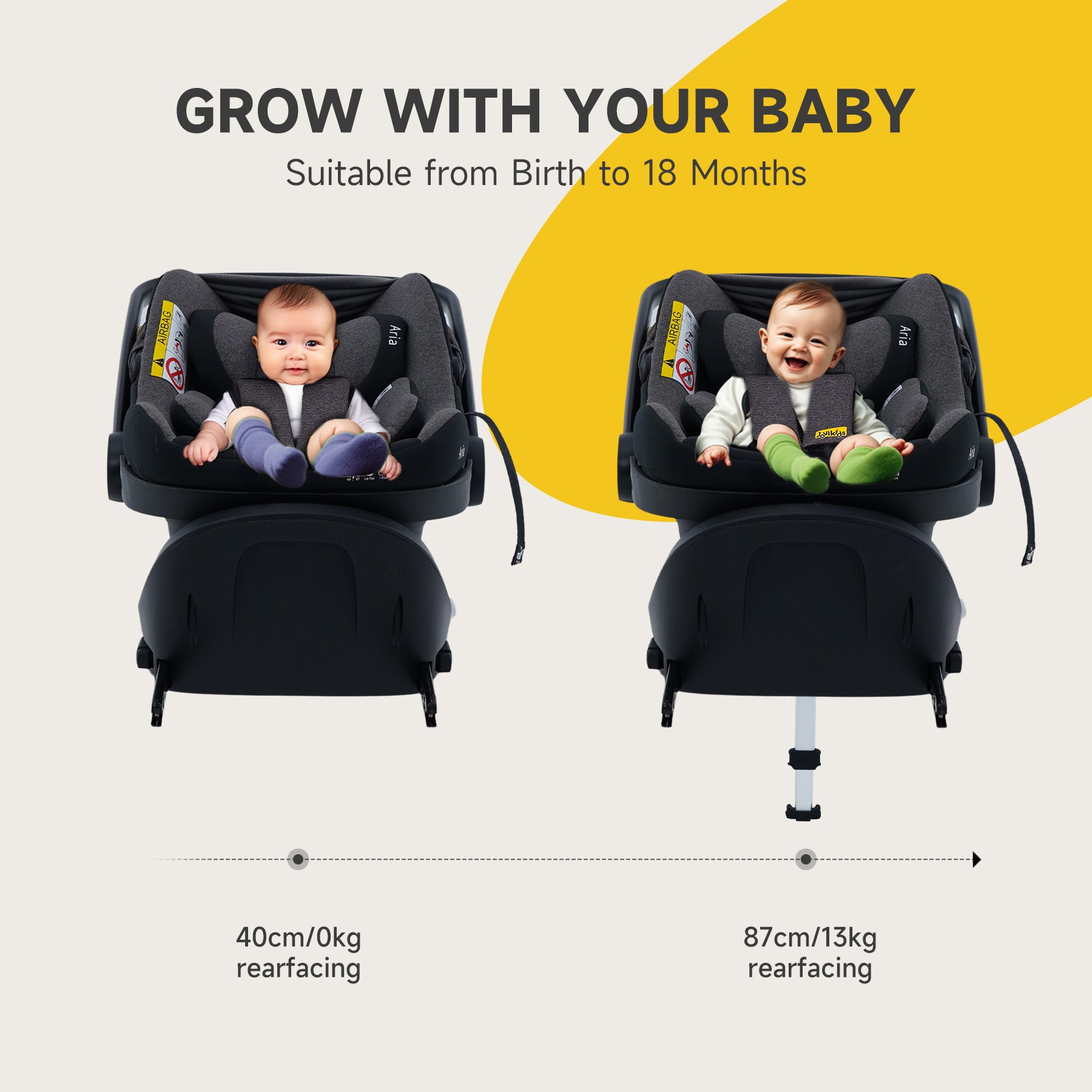 JOVIKIDS Aria R129 Infant Carrier Car Seat With Base(40-87cm)