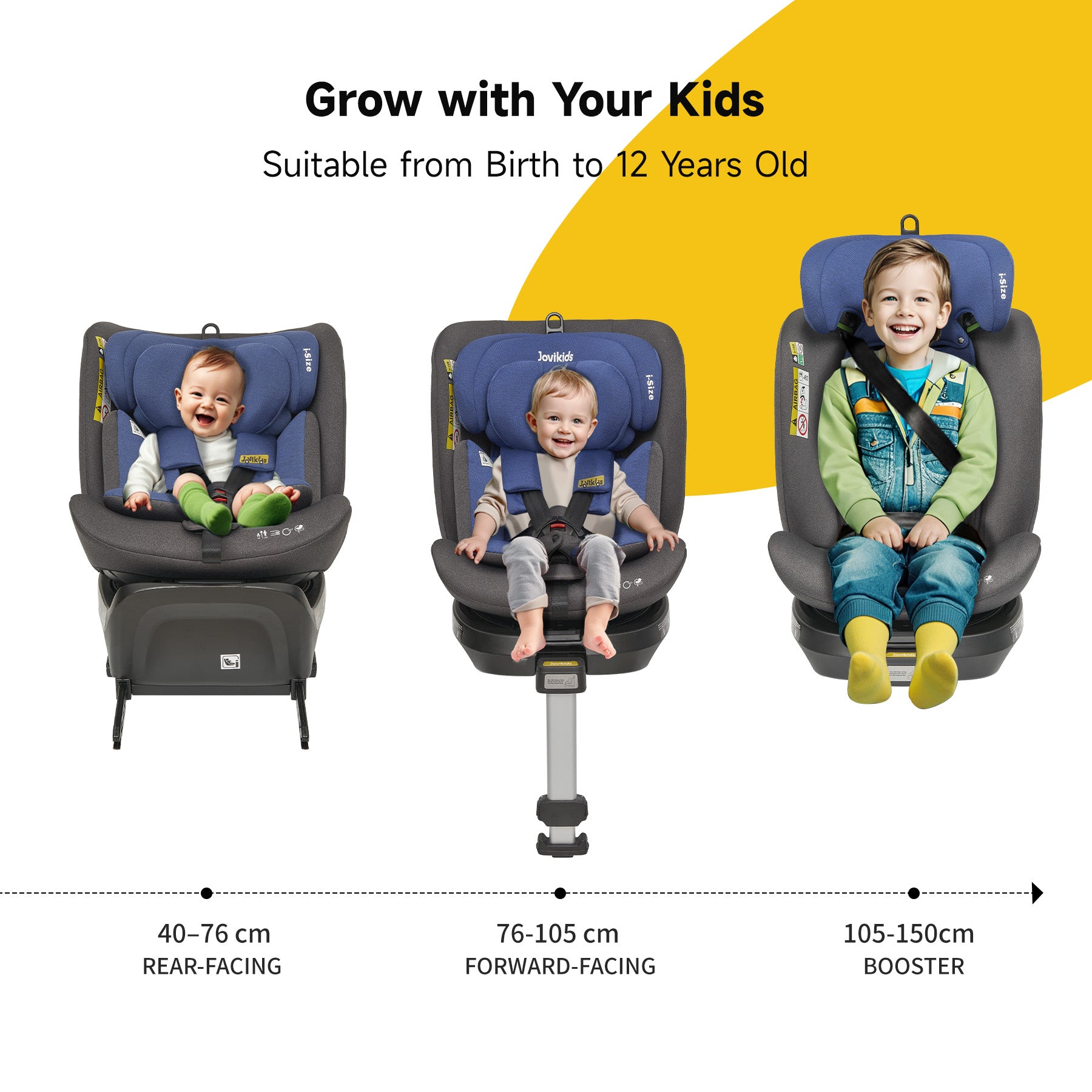 Jovikids Ranger 360° Swivel i-Size Car Seat 40-150cm Blue