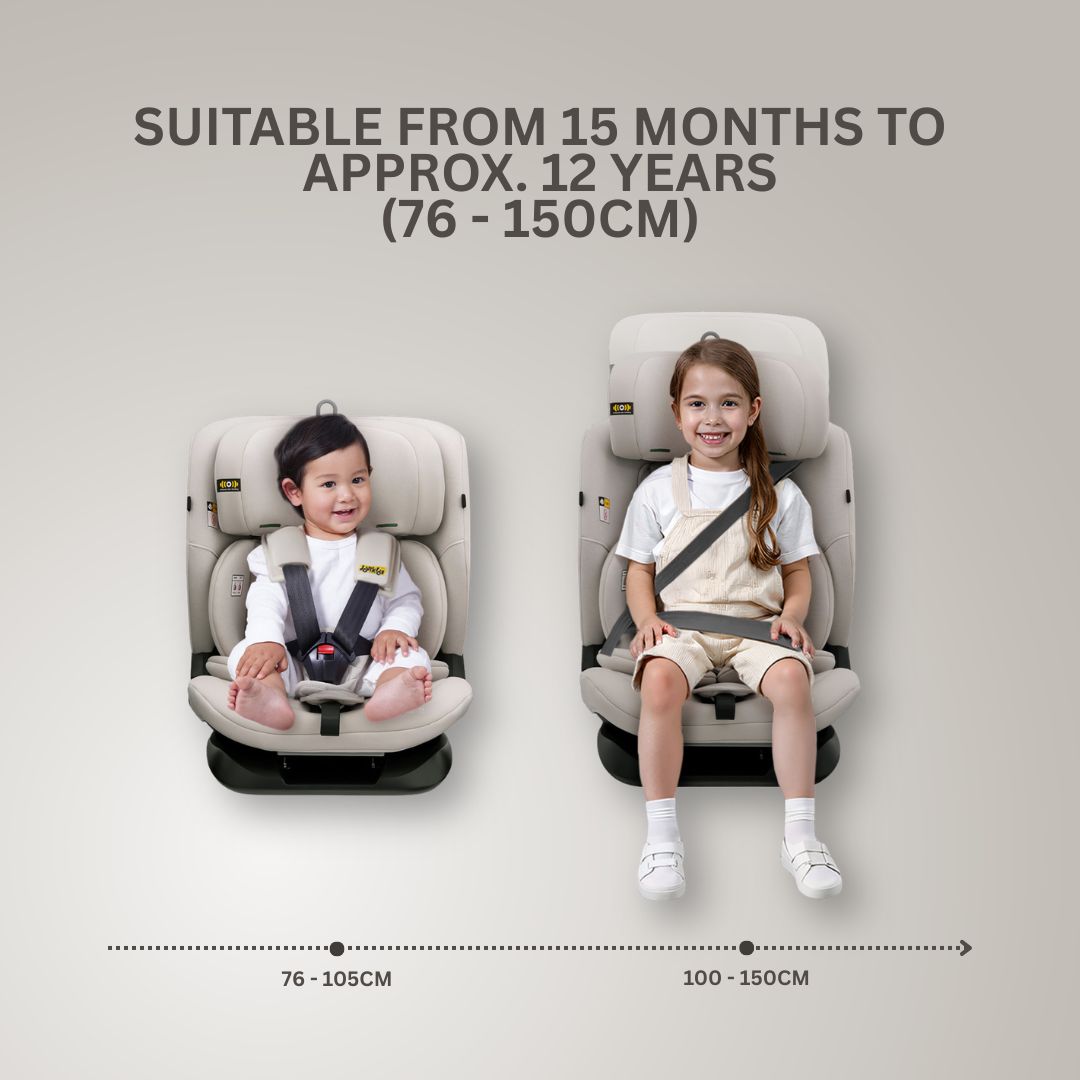 Jovikids CiCI TT i-Size Car Seat 76-150cm, ECE R129 15 Months-12 Years(Milkstone)