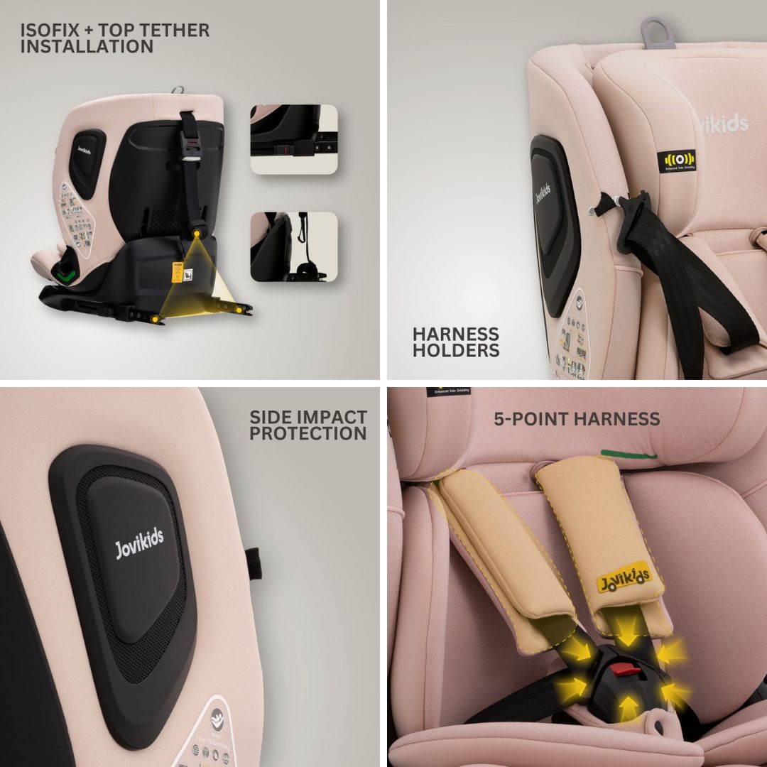 Jovikids CiCI TT i-Size Car Seat 76-150cm, ECE R129 15 Months-12 Years(Rosewood)