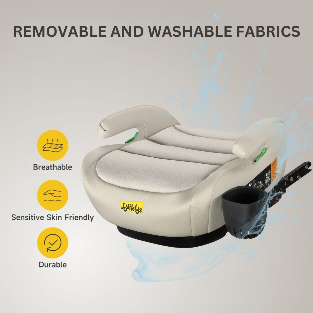 Jovikids OHHO+ ISOFIX Car Booster Seat, i-Size R129, 125-150 cm (6–12 Years) Milkstone