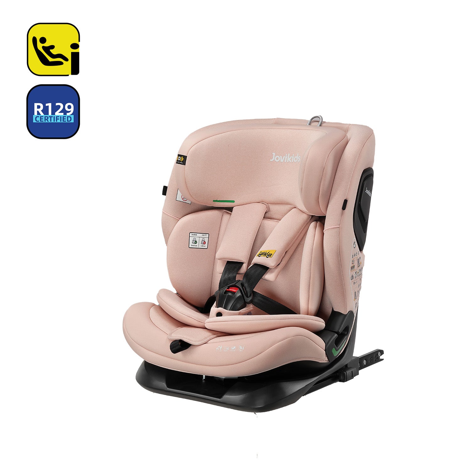 Jovikids i-Size Car Seat 76-150cm, ECE R129 Approved Toddler Booster Seat with ISOFIX & Top Tether, 5-Point Harness, Adjustable Headrest & Recline, 15 Months-12 Years