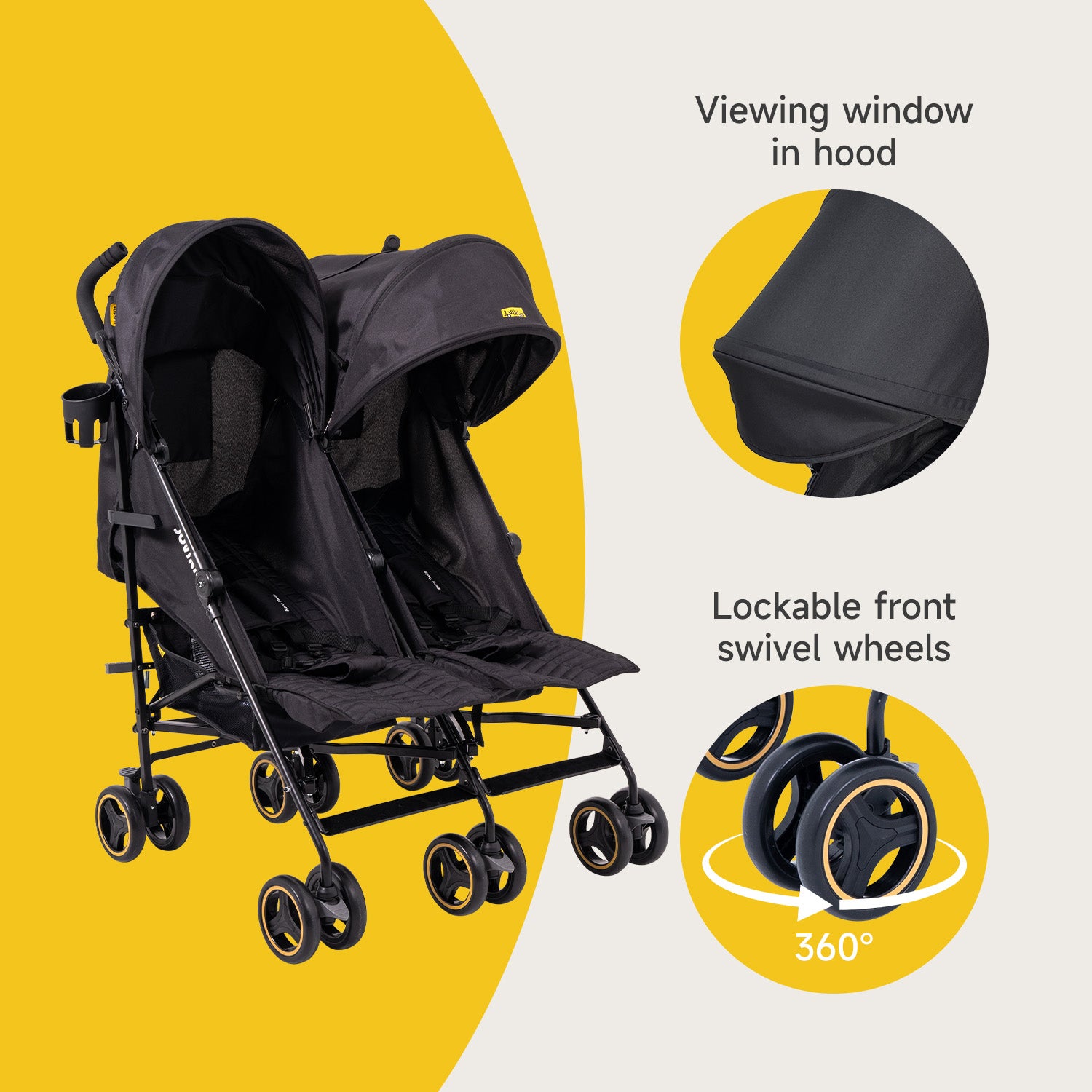Jovikids Lightweight Baby Stroller Black Twin - Main Image