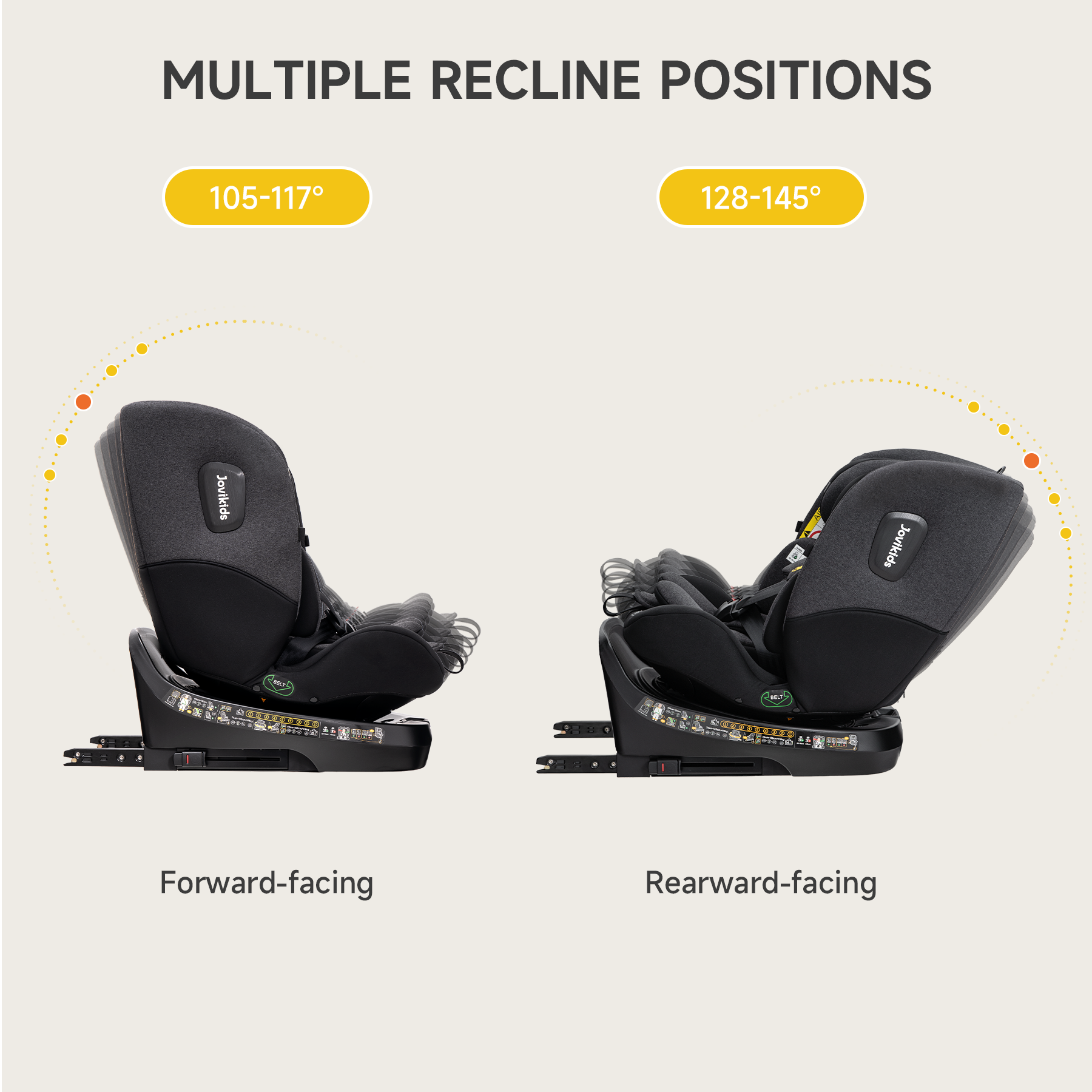 Jovikids 360° Rotating Car Seat i-Size, 40-150cm All-in-One with ISOFIX & Top Tether, ECE R129 (E4) Approved, Extended Rear-Facing, Adjustable Headrest, Side Protection for Newborn-12 Years