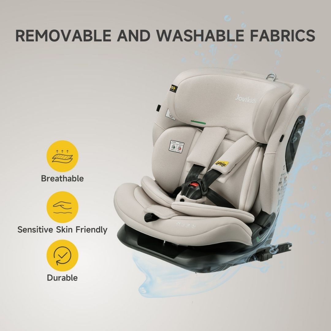 Jovikids CiCI TT i-Size Car Seat 76-150cm, ECE R129  15 Months-12 Years（Milkstone）