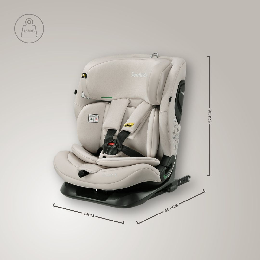 Jovikids CiCI TT i-Size Car Seat 76-150cm, ECE R129  15 Months-12 Years（Milkstone）